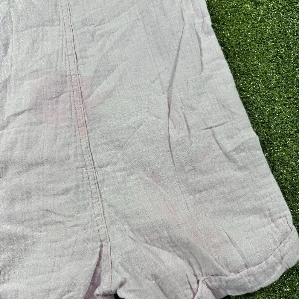 Old Navy Girls Sleeveless Double-Weave Pocket Romper Pink Size S (6-7)